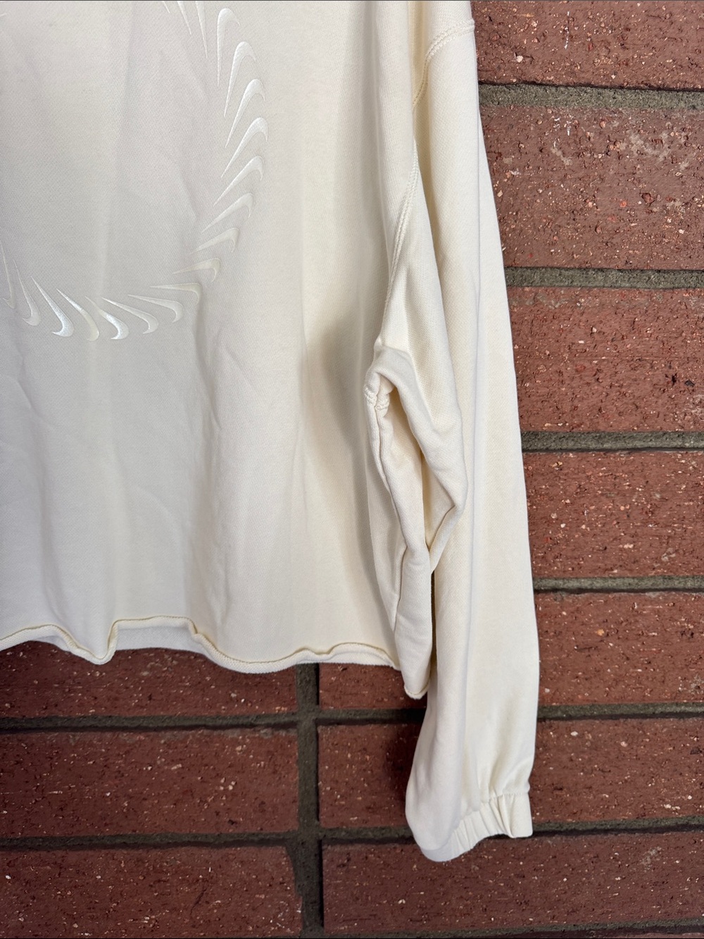 Nike Cream Crewneck Sweatshirt with Subtle Reflective Swoosh Circle - Picture 3 of 7
